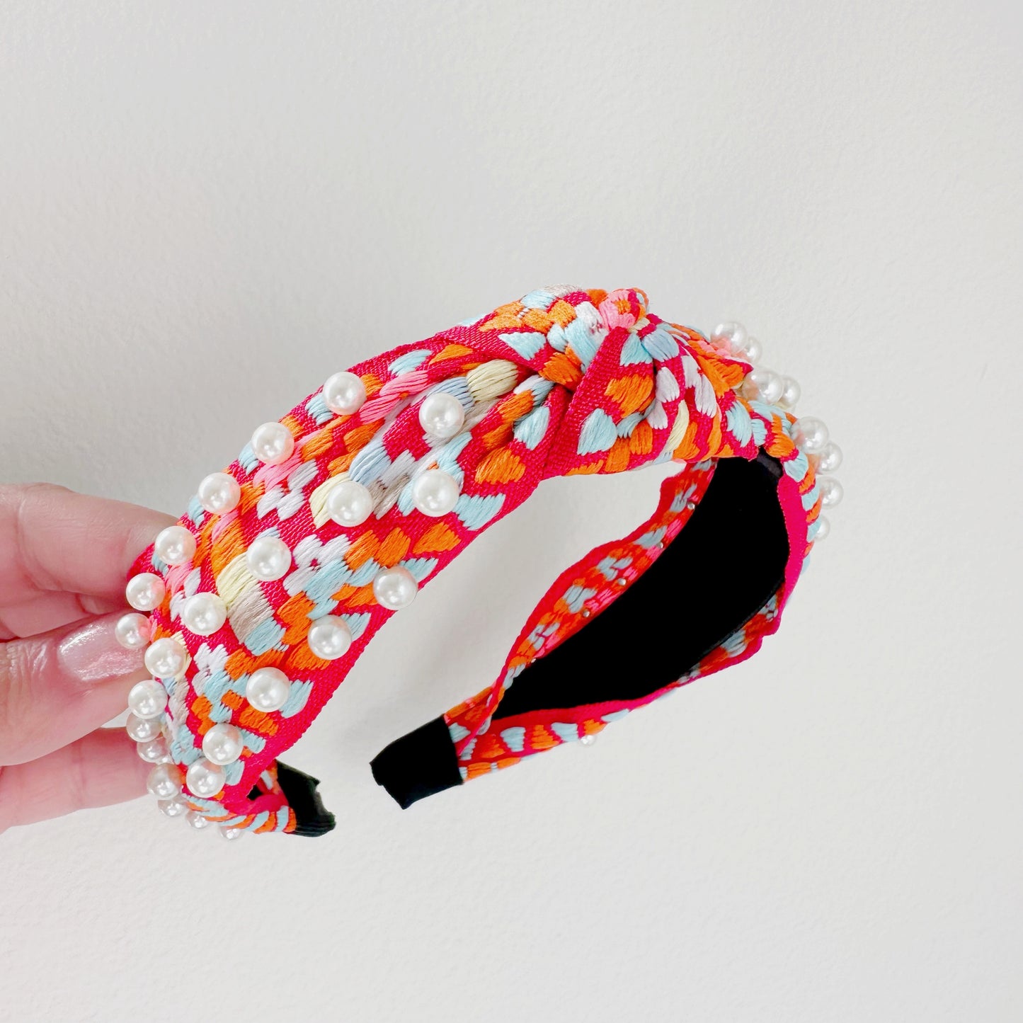 Embroidered Pearl Headband