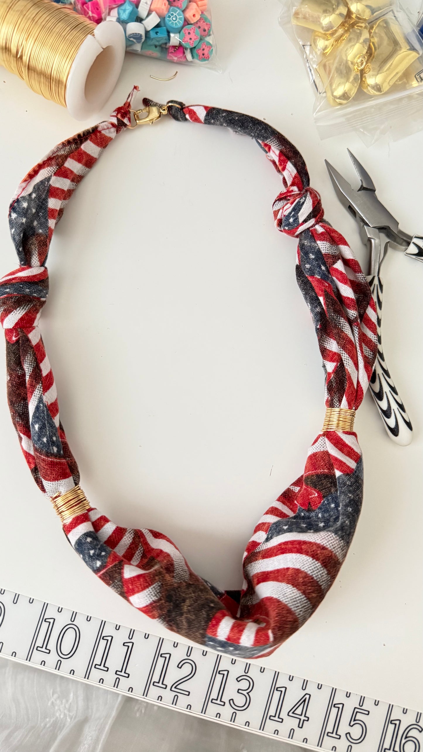 Red, White, and Blue Bandana Necklace