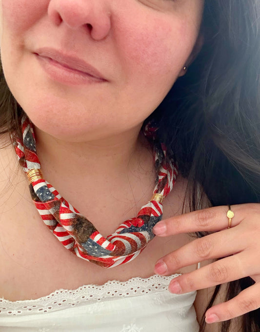 Red, White, and Blue Bandana Necklace