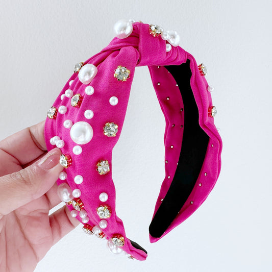 Pink Pearl and Rhinestone Headband